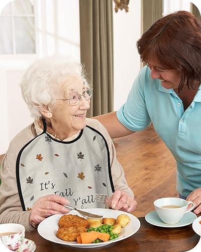 Miniatura 4 de Adult Bibs Pumpkin Maple Leaf Sunflower Reusable Waterproof Adult Bibs with Crumb Catcher It's Fall Y'all Dining Clothing Protectors for Elderly