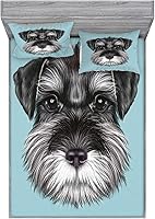 Vista 304 de Lunarable Grey Fitted Sheet & Pillow Sham Set, Pattern with Random Footprints Paw Traces Pet Legs Friendly Cats and Dogs, Decorative Printed 3 Piece