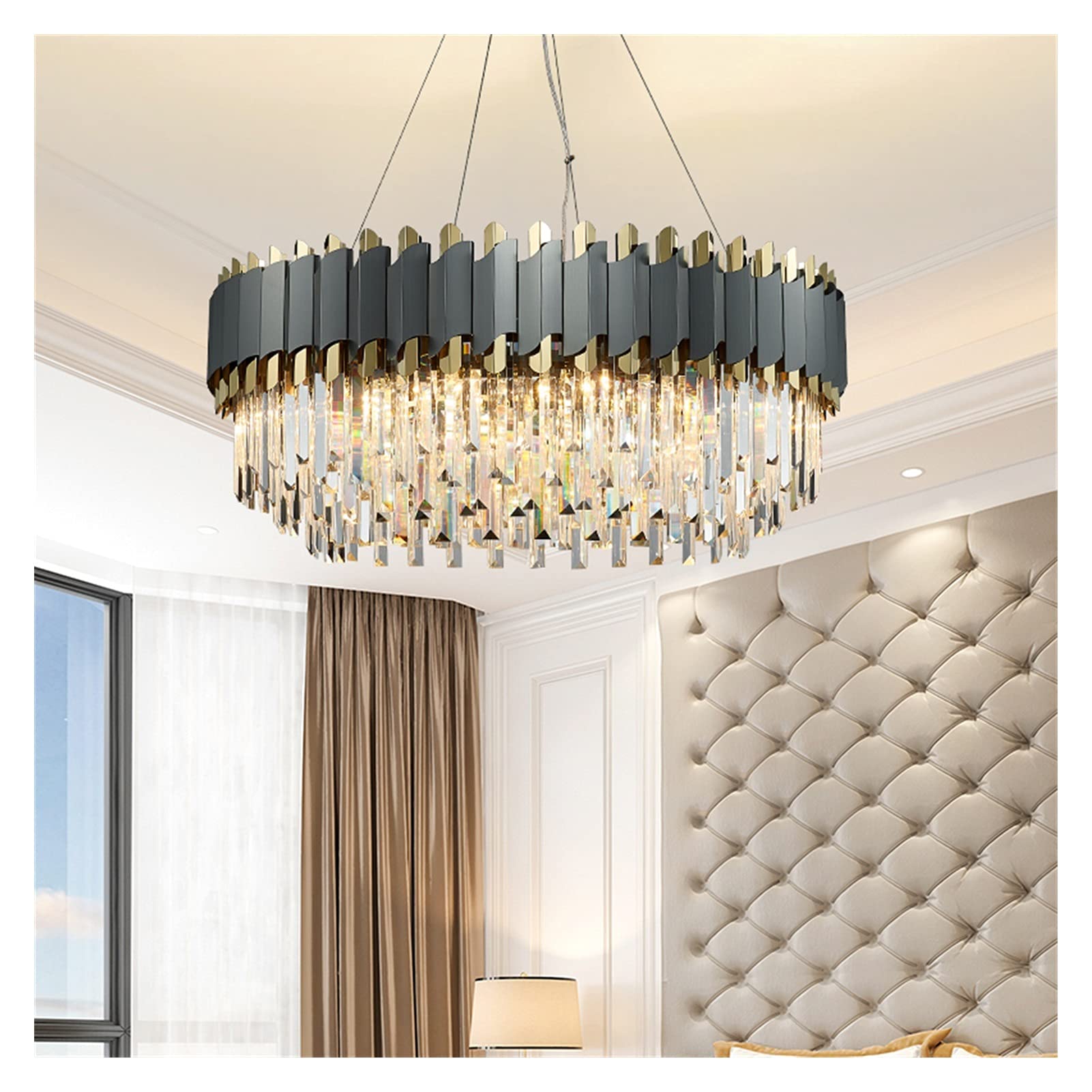 Daoke Chandelier, Modern Crystal Chandelier, Chrome Lighting for Dining Room, Bedroom, Round Chandeliers, Living Room Lighting Accessories (Color : WarmWhite, Size : 80CM)