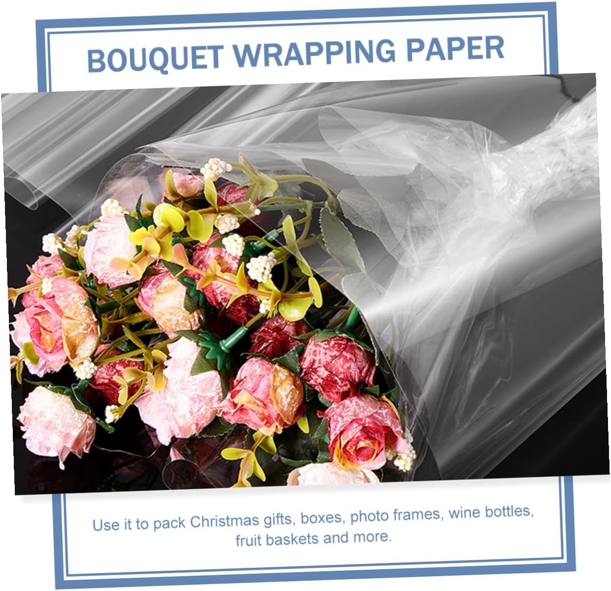TOYANDONA Transparent Opp Flower Wrapping Paper Floral Packing Material for Bouquets Wrapping DIY Crafts Wide Cellophane Wrap for Wedding Birthday Anniversary