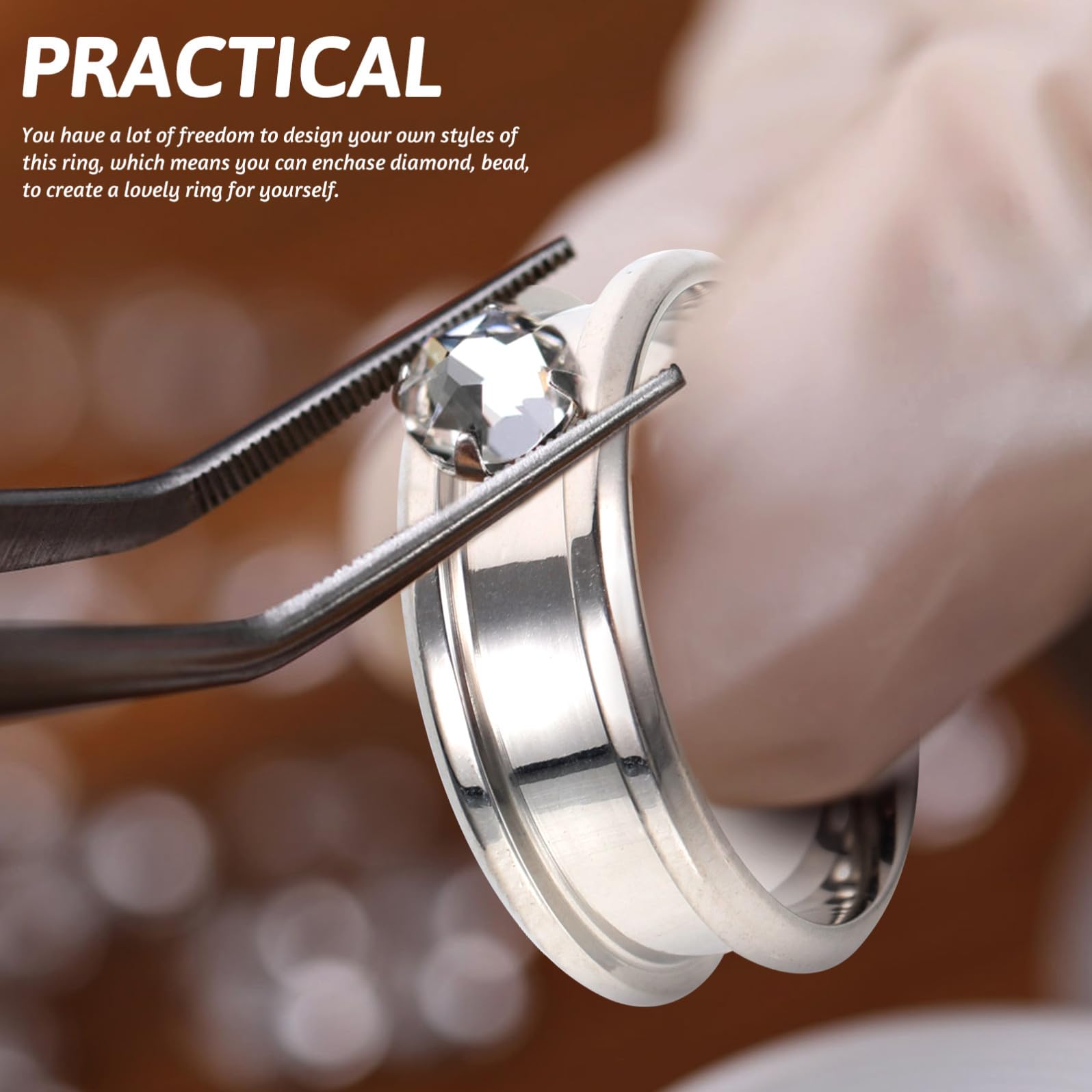VILLCASE 40 Stk Geriffelter Ring Geriffelter Fingerring Edelstahl Ringmacher Fingerring Aus Stahl Kreisring Ringkernrohlinge Inlay Breitband-fingerringe Hypotenuse Dorn Rostfreier Stahl