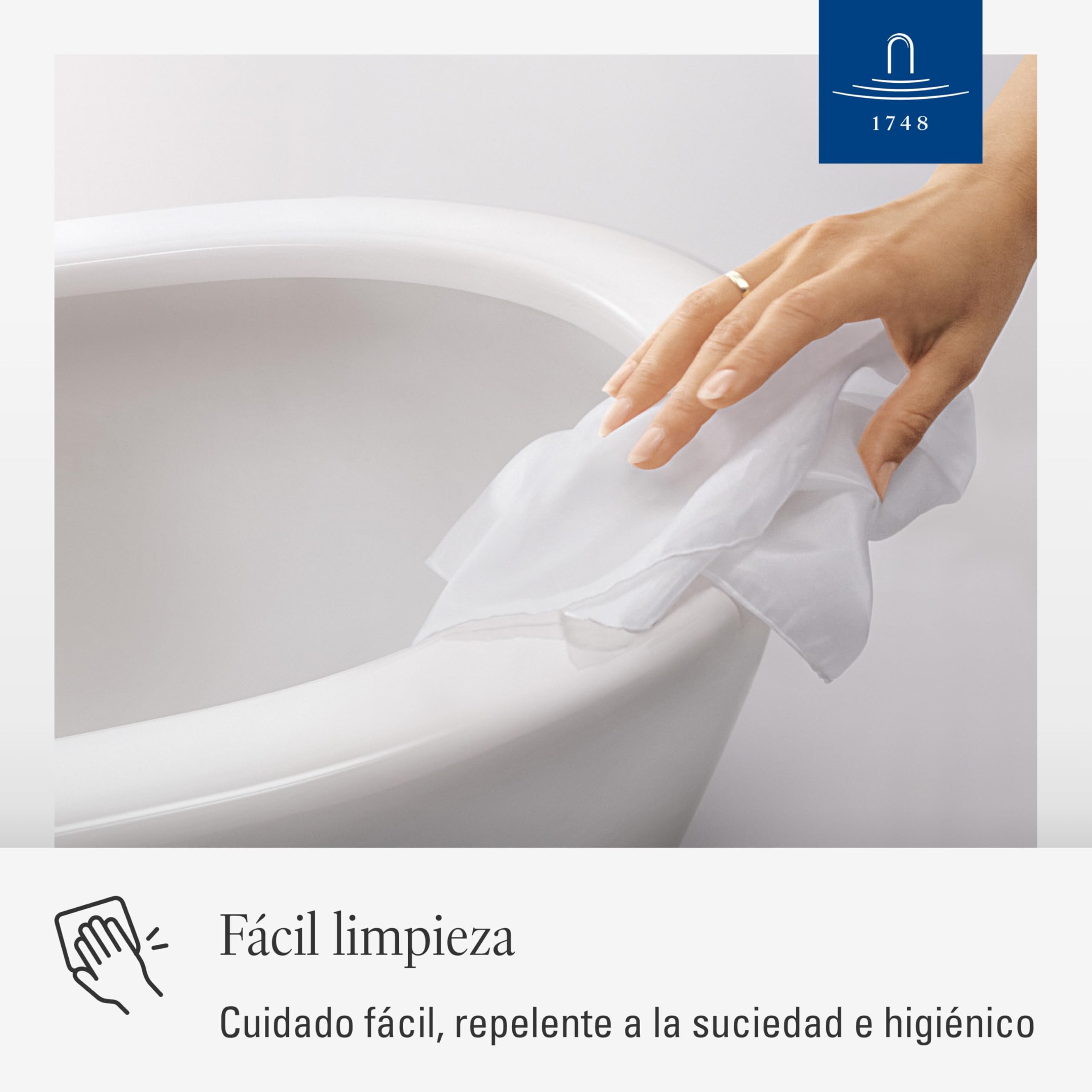 Villeroy & Boch Subway, asiento de inodoro - Tapa de WC blanco brillante de Duroplast resistente - Aro de inodoro con bisagras de acero inoxidable - Diseño en forma de D - Recambio original
