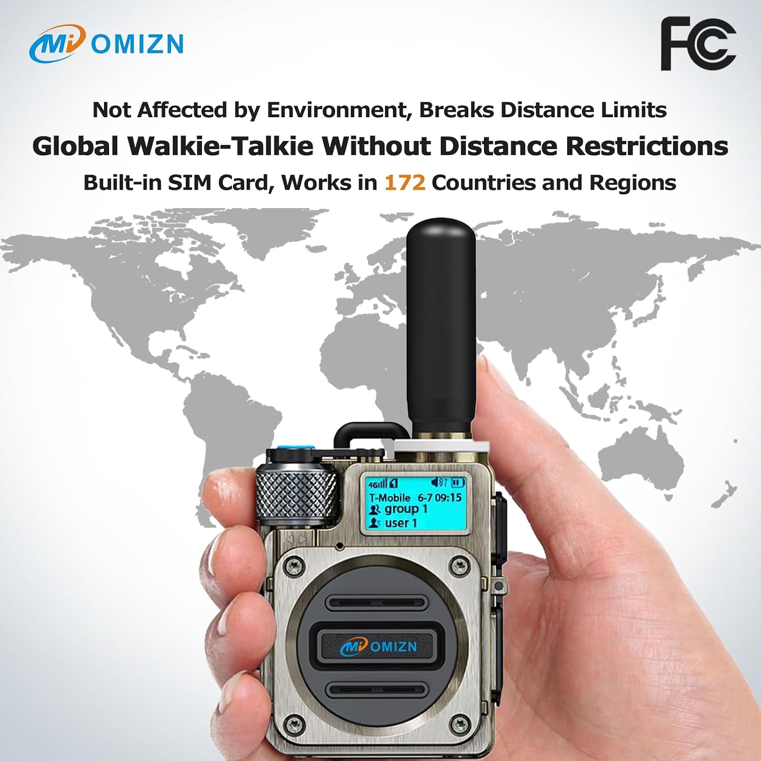 M6 Global Walkie Talkie Unlimited Range, 4G LTE Nationwide PoC Two Way Radios Long Range with Volume Knob AES256, PTT for Adults Security Fleet