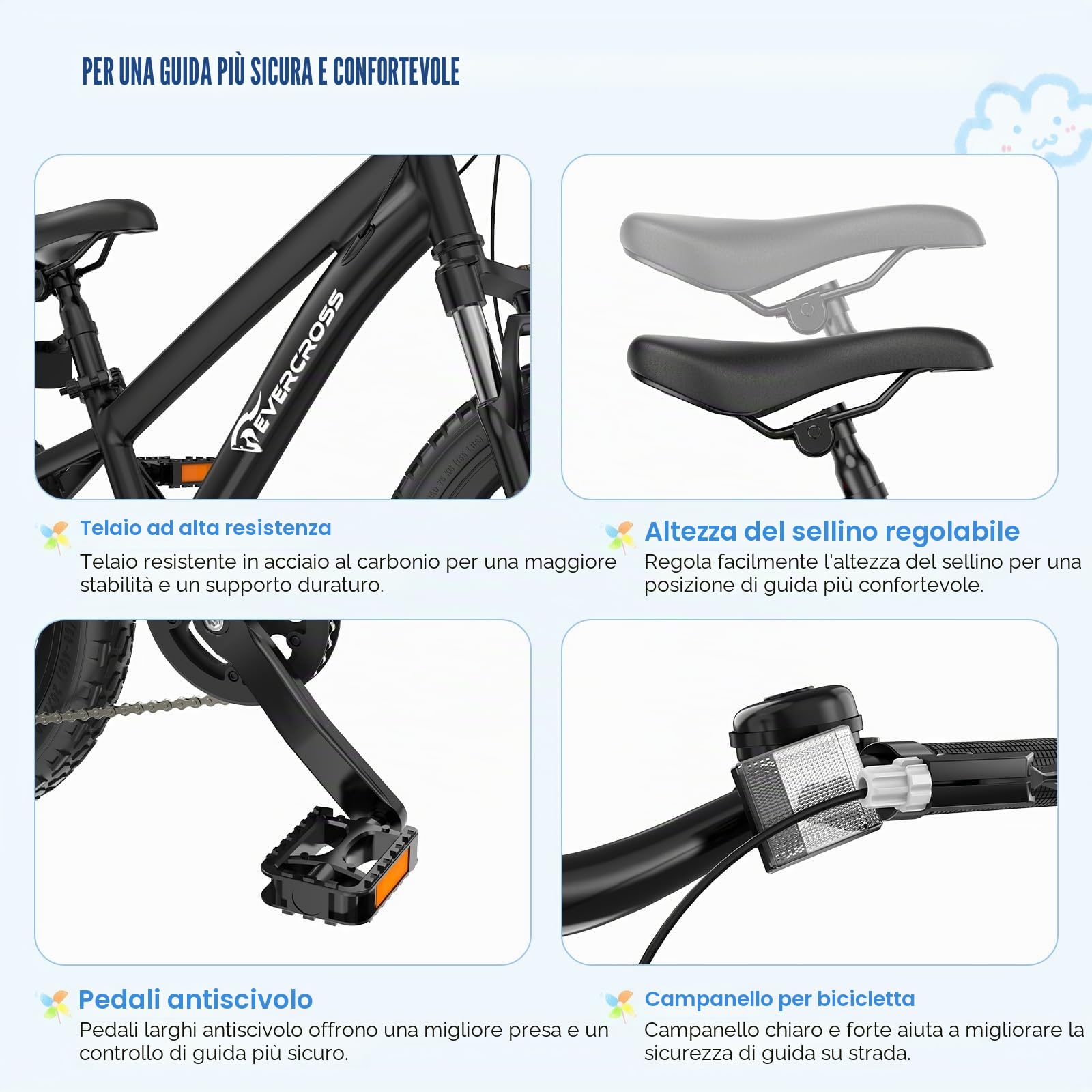 EVERCROSS EM5 Bici Bambino 20 Pollici, Mountain Bike Bambini 7 Velocità, MTB Junior con Freni a Disco e Forcella Ammortizzata, Telaio Leggero 15 kg, Sella Regolabile (120-160 cm, Max 80 kg)