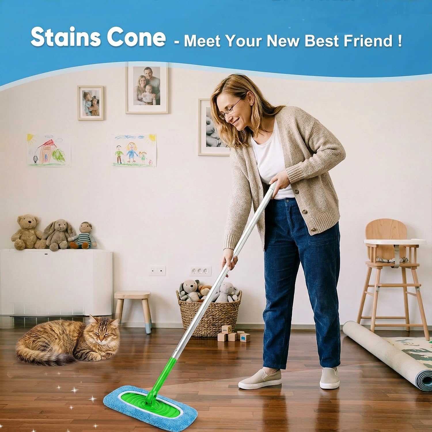 Yikki 8 Pièces serpillière réutilisables en Microfibre, Lingettes Humides Recharge Compatibles avec Swiffer Sweeper, Lavables pour Nettoyage Humide - 3