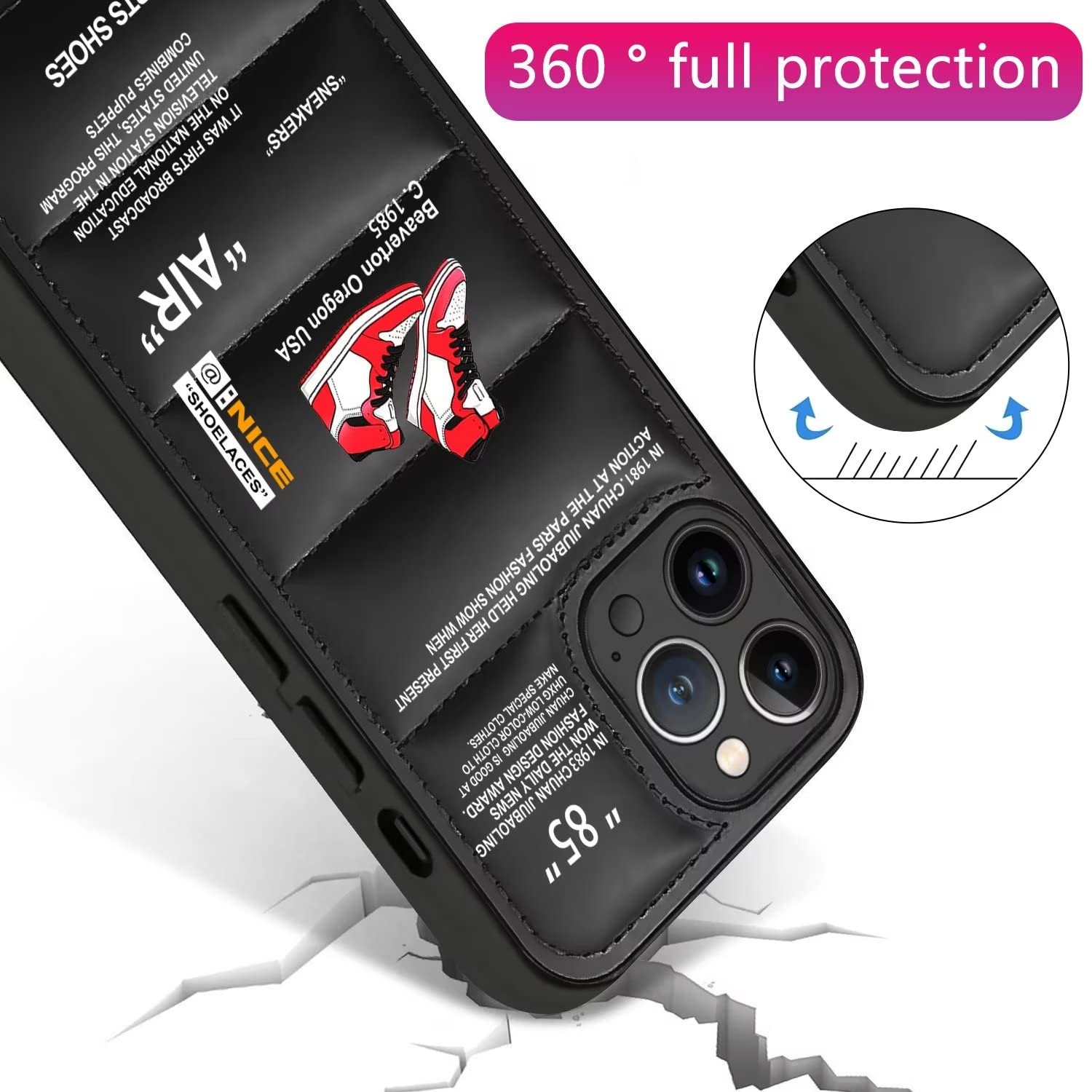 Schutzhülle für iPhone 17 Pro, coole Sportschuhe, Pufferhülle, Pufferhülle, coole rote Turnschuhe in Weiß oder Schwarz, weiche Hülle, ultradünn, weiches Silikon, stoßfest