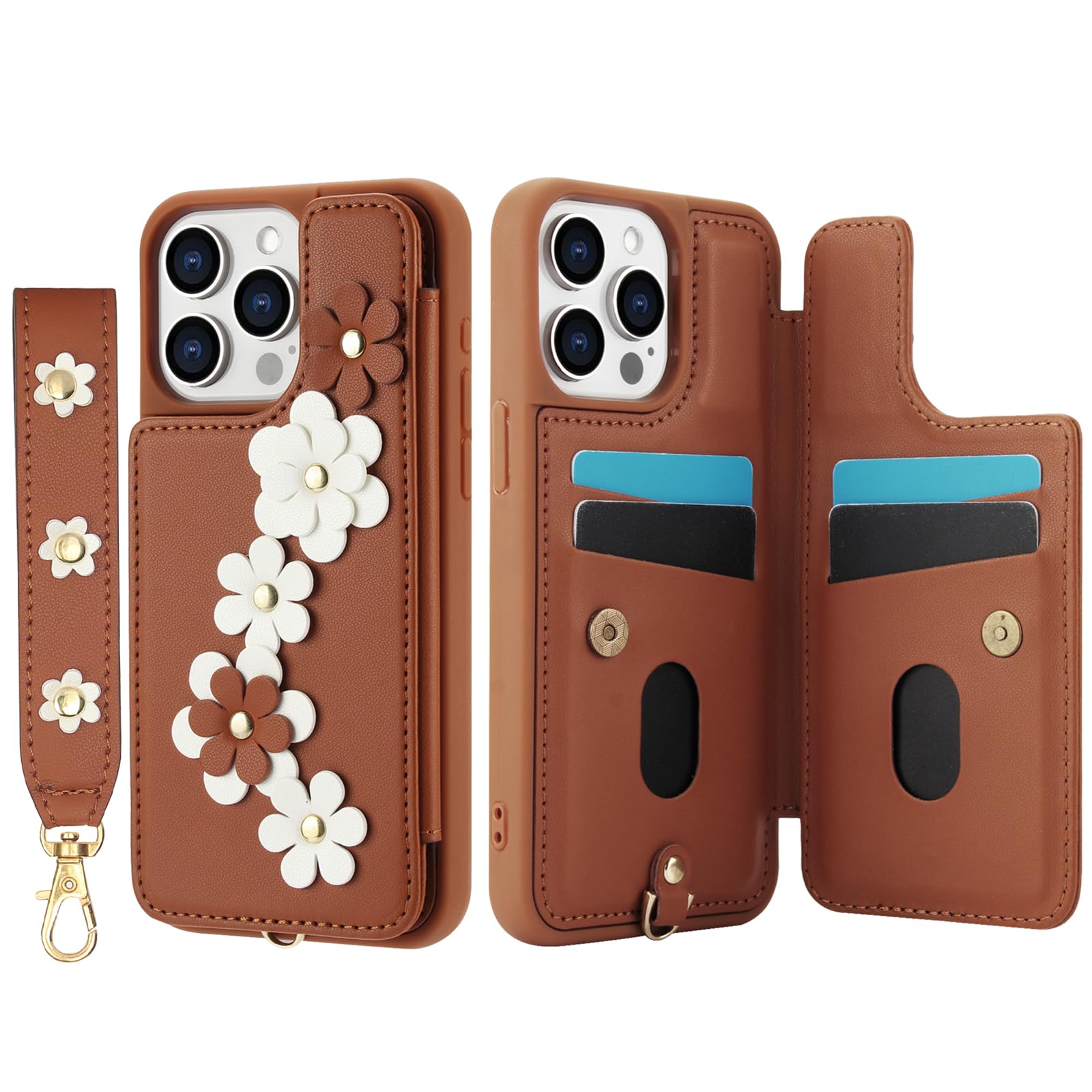 Asuwish Funda para teléfono IP 16 pro max SY001HD US funda marrón