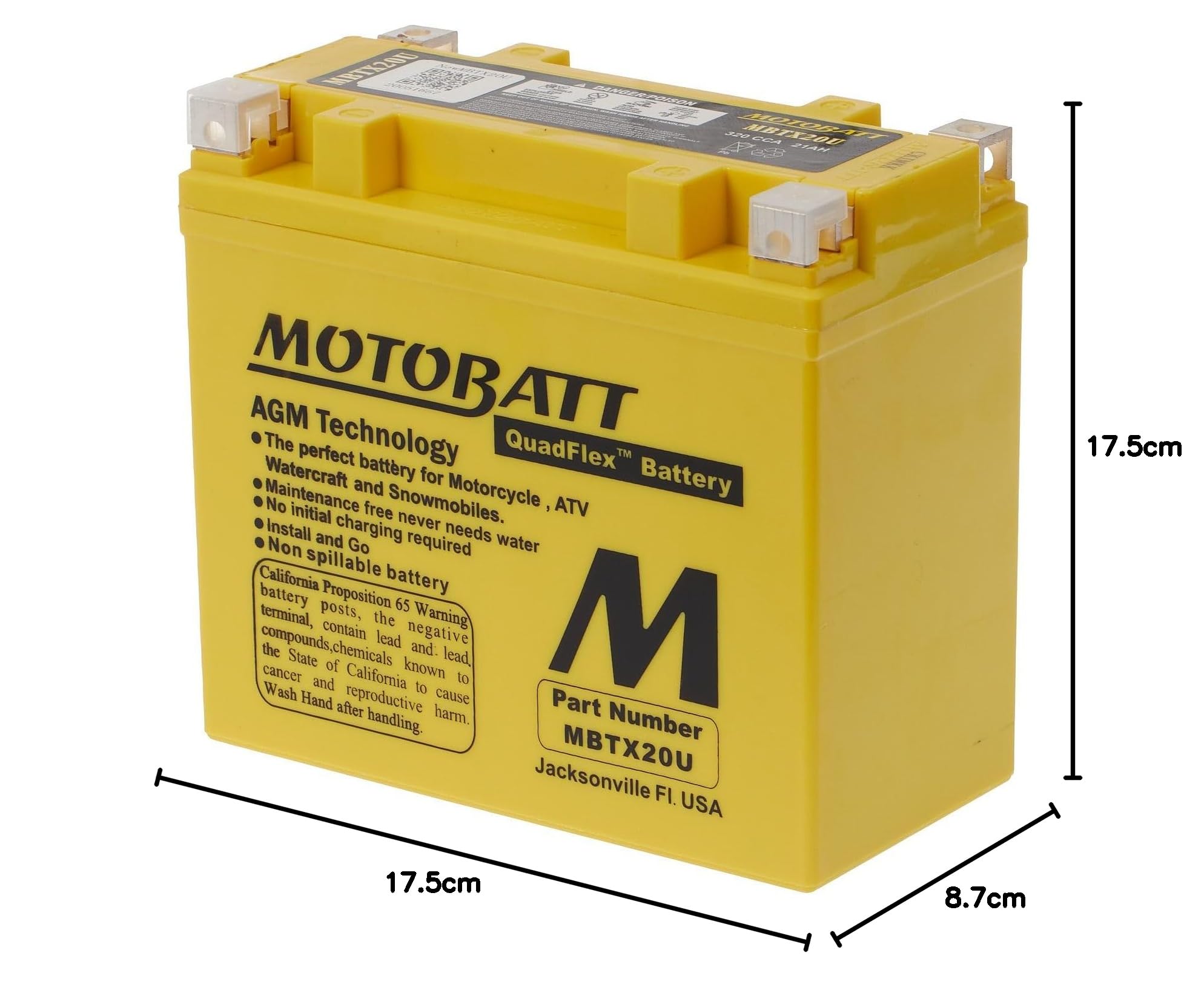 Bateria Motobatt Mbtx20u 12v 21ah Cca320ah Ce U