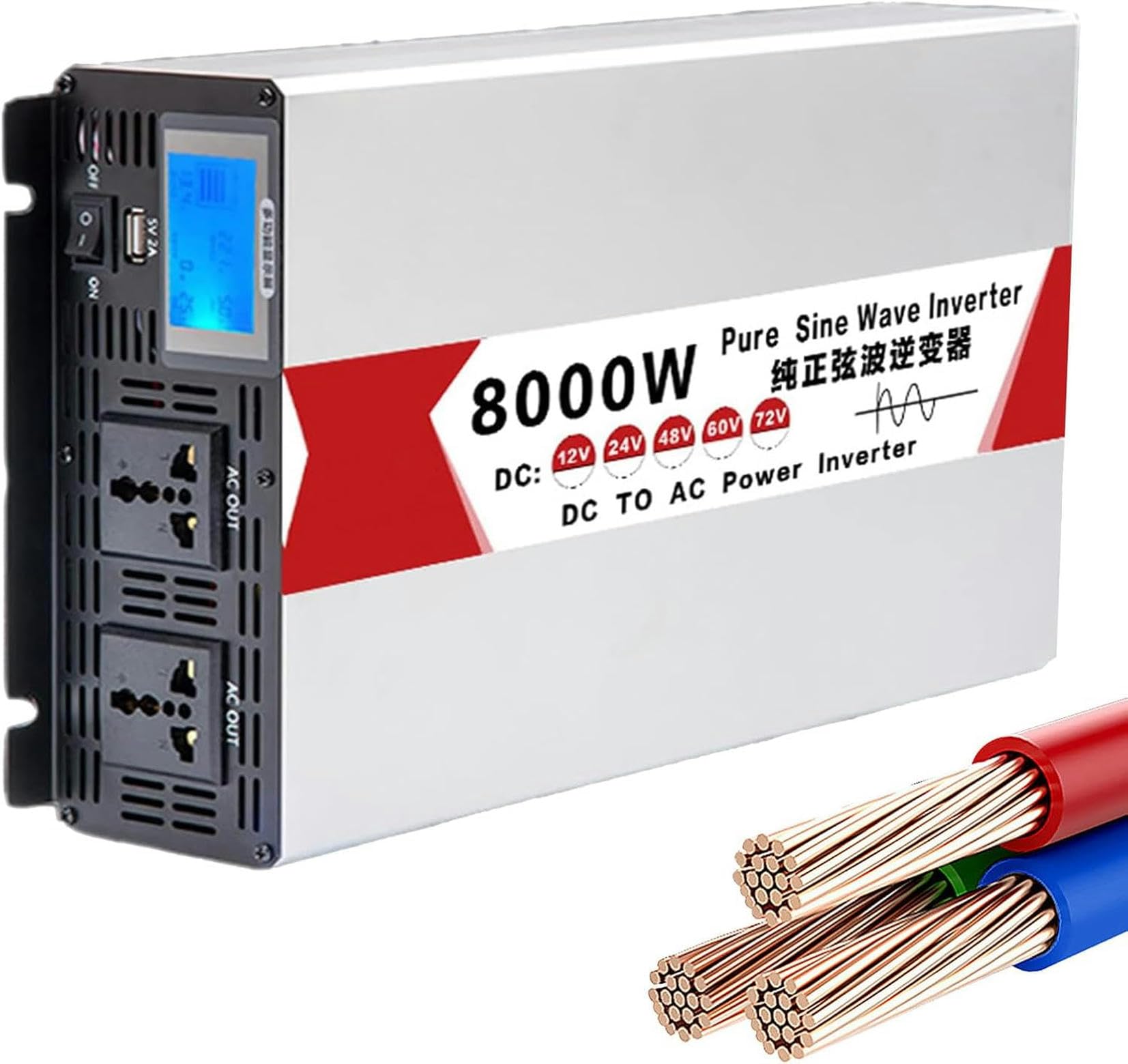 Onduleur pure sinusoïdale 8000W convertisseur de tension CC CA avec écran LCD