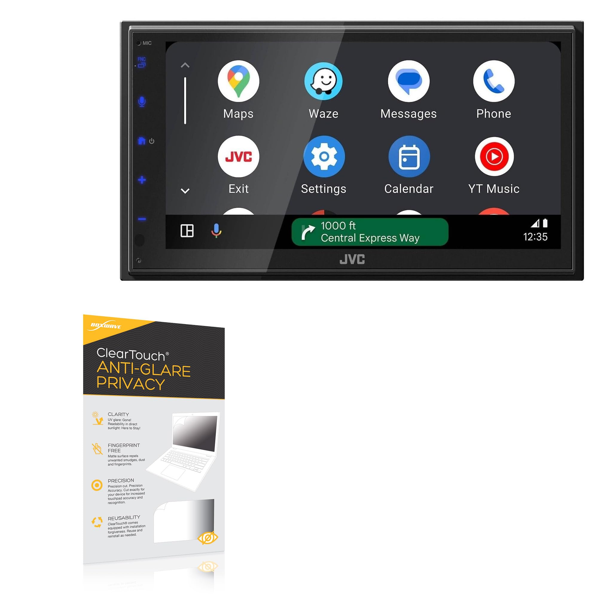 BoxWave Screen Protector Compatible with JVC KW-M595BT - ClearTouch Anti-Glare Privacy (2-Pack), Privacy Screen Protector Flexible Film Anti-Glare