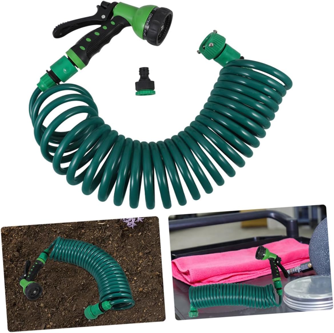 Mikikit 1set Coil Garden Hose Set Expandable Water Hose Nozzle for Car Washing and Garden Use Eva Material Flexible Design for Easy Handling