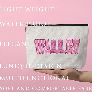 ZHAMEN Western Singer Makeup Bag Country Music Cosmetic Bag Zipper Pouch Country Music Lover Gifts Album Inspired Gifts Friendship International Nurses Day Birthday Gift for Music Fans Girl Friend