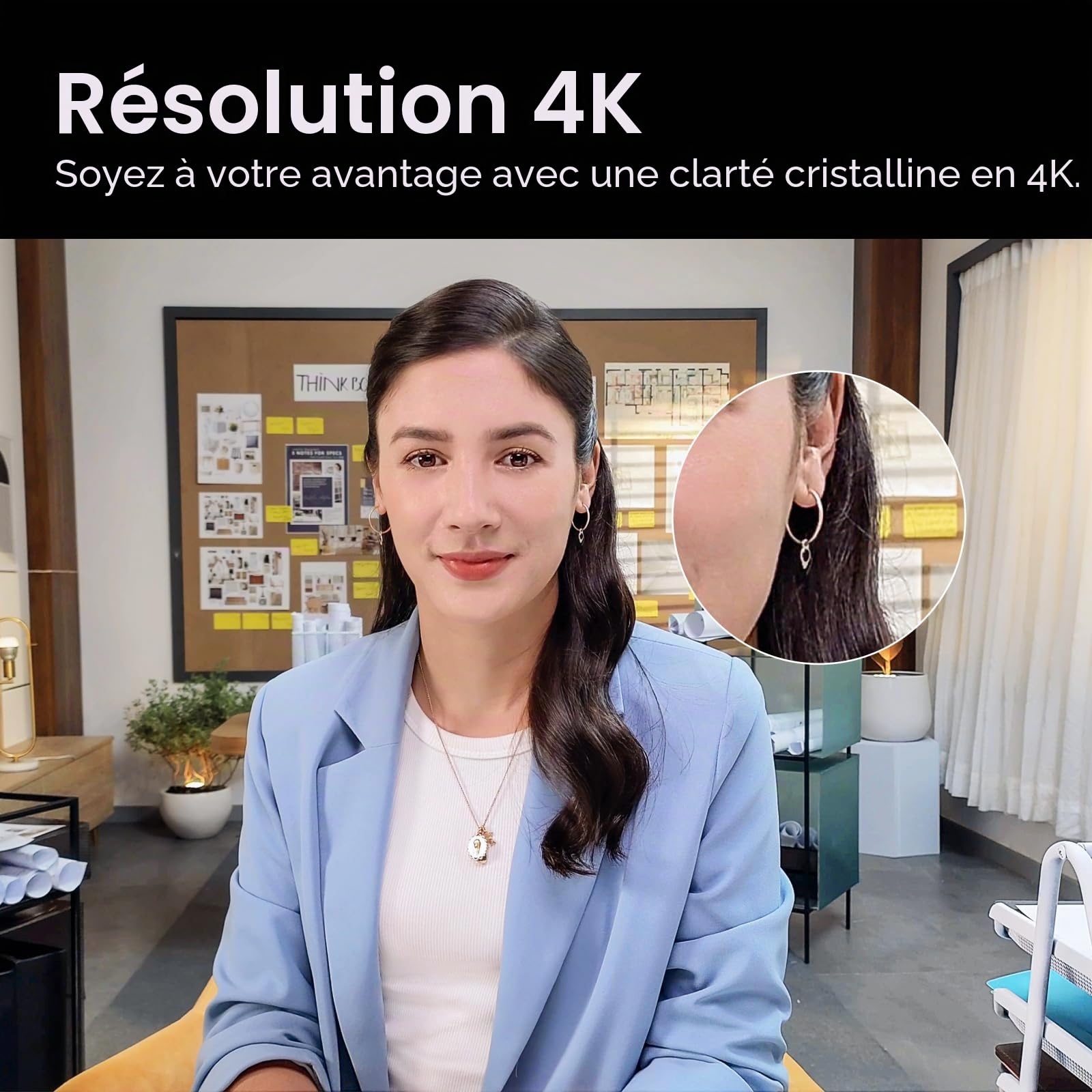 Insta360 Link - Webcam PTZ 4K avec capteur 1/2", suivi de l'IA, contrôle gestuel, HDR, microphones avec réduction du bruit, modes spéciaux, pour ordinateur portable, caméra vidéo pour vidéoconférence,