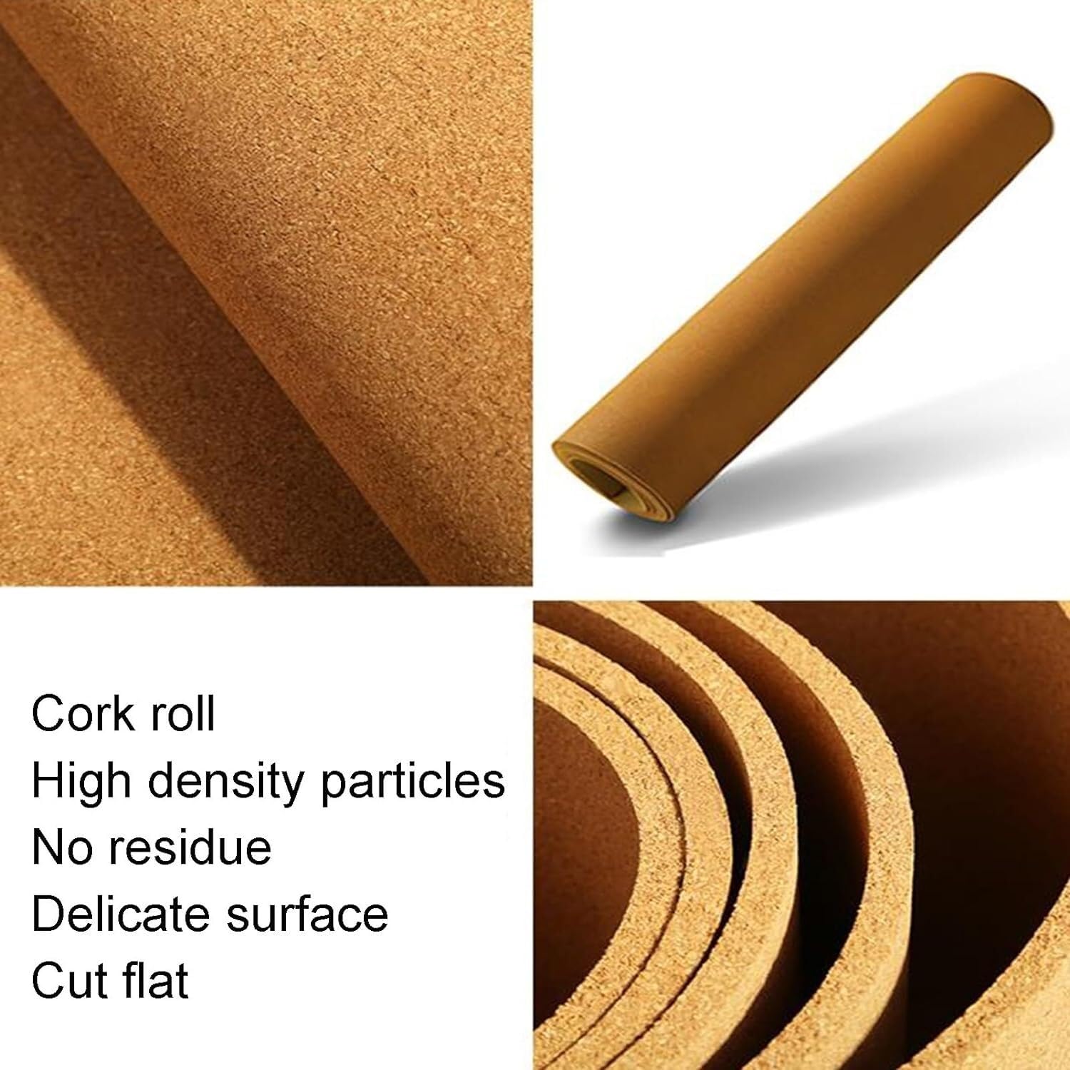 Rotolo di carta di sughero naturale per bricolage, grande bacheca di sughero senza cornice con rivestimento multiuso per mensole, decorazioni da parete, rotolo di fogli di sughero (8 mm, 1,2