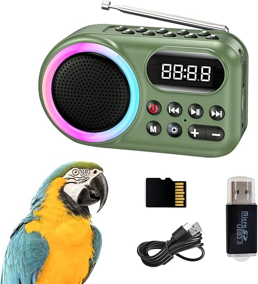 Bird Toys,Parrot Learning Machine,Talking Parrot Toy,Teach Talking, Whistling, and Singing and You Can Record It Yourself,Bird Training Toys for African Grey,Macaws,and Other Bird Species.
