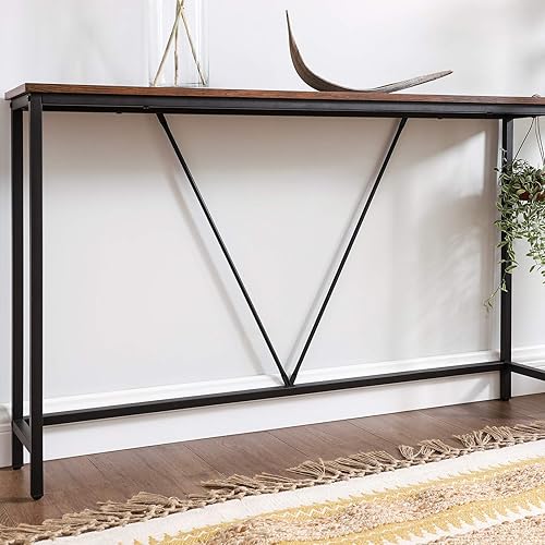 Miniatura 6 de VASAGLE Mesa de sofá consola, mesa de entrada estrecha, para sala de estar, dormitorio, fácil montaje, marrón rústico y negro tinta ULNT020B01