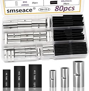 80pcs Non Insulated Butt Connectors Kit AWG4/AWG6/AWG8 Uninsulated Large Butt Crimp Connector Electrical Wire Crimp Butt Splice Connectors SM-23-1