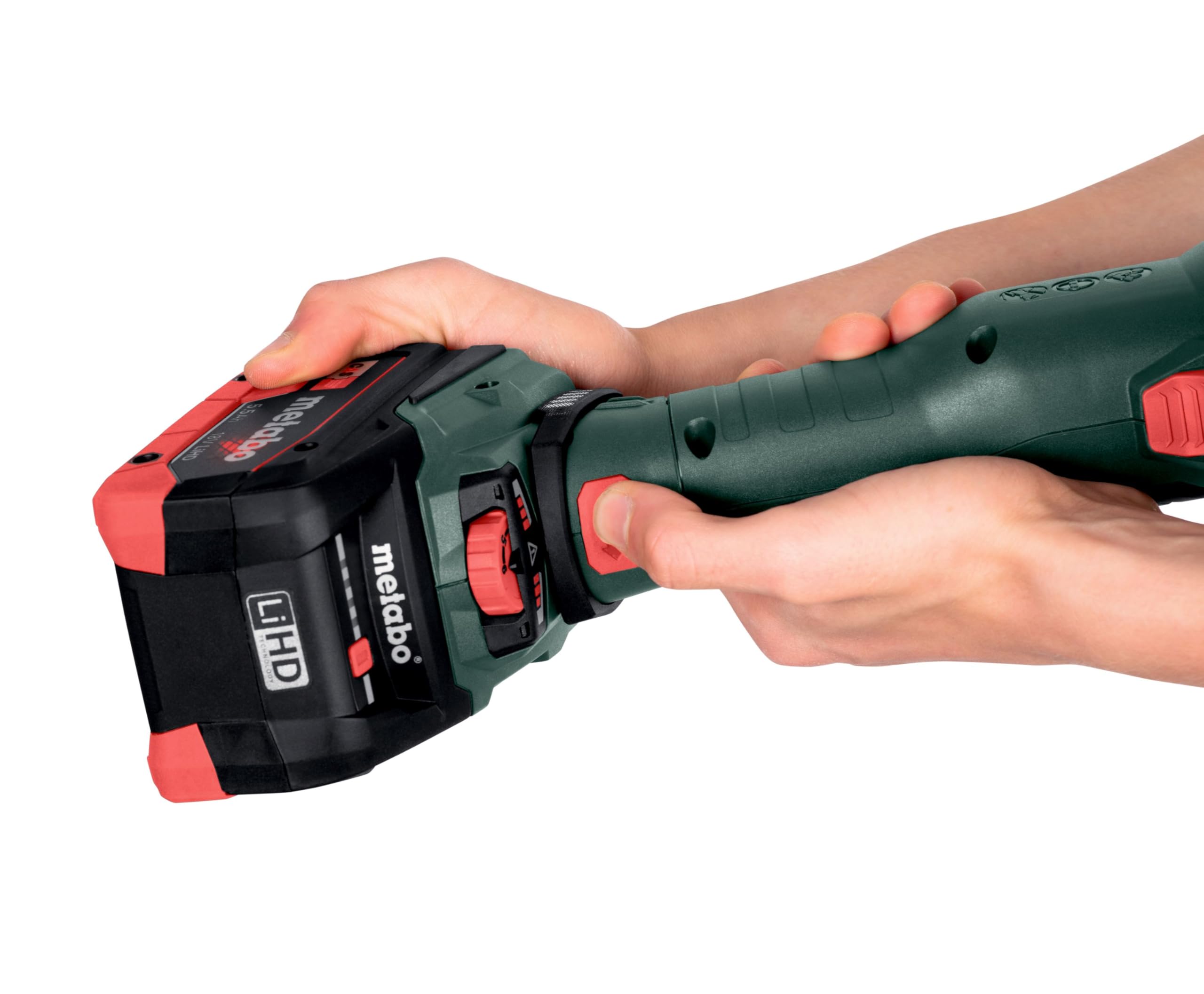 metabo WVBF 18 LTX BL 15-125 Quick, Amoladora de Cabeza Plana 18V, 125 mm | Sin batería ni cargador, motor sin escobillas 1500W, para ángulos de 43°, en metaBOX, compatible con sistema CAS de 18 V