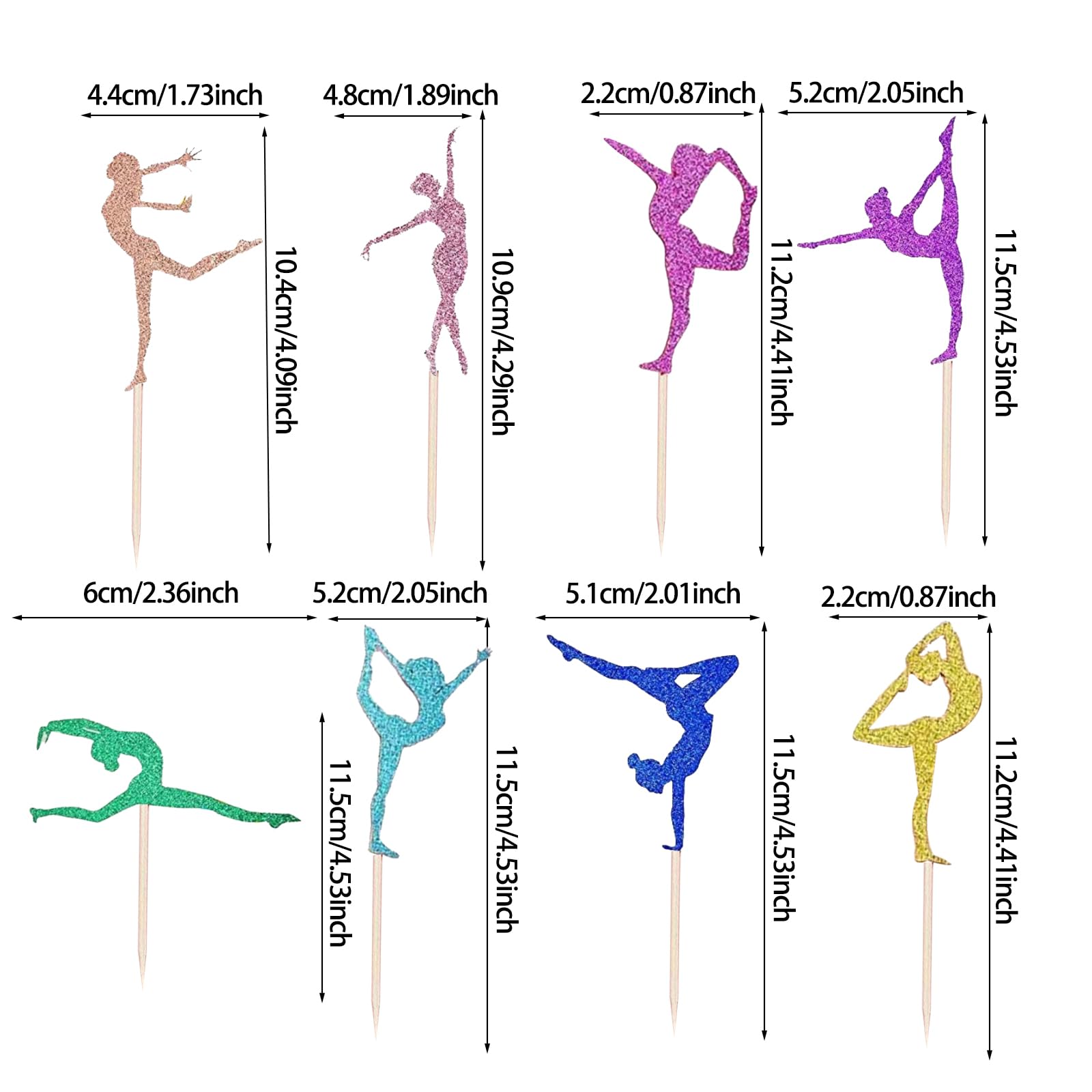 JEKUGOT 32Pcs Gymnastics Cake Toppers Girls, Ballet Decorations for Sports Party Supplies, Glitter - Image 2