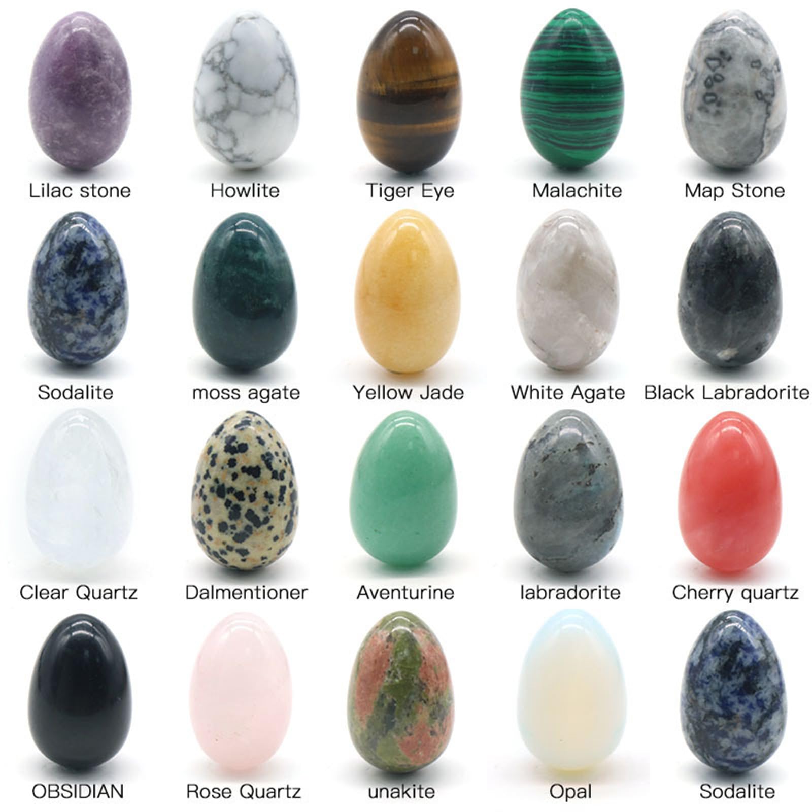 Trommelstein-Set, bunte Kristalle, Eier, Naturstein, Ostereier, Edelsteine, polierte Sorgensteine, Ornament, 20 Stück