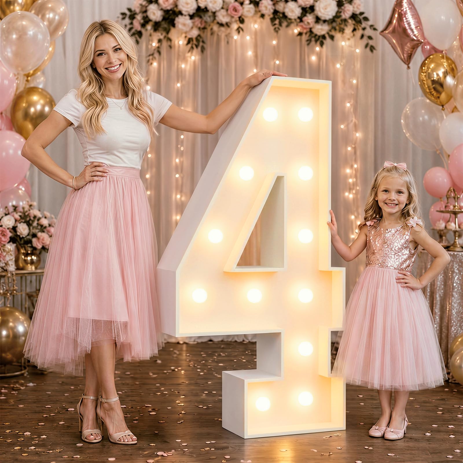 Large 4FT Marquee Light Up Numbers 4 for Party Decorations