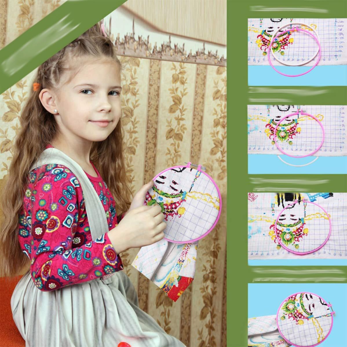 Embroidery Hoop Circle Frame 5pcs DIY Plastic for Cross Stitch Lovers