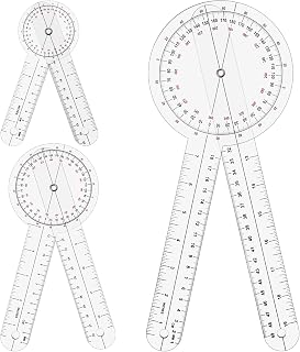 3PCS Goniometer Physical Therapy, Transparent High-Precision Goniometer, Foldable Portable 360-Degree Angle Measuring Tool for Medical Range of Motion Measurement Angle Ruler (6/8/12 Inch)