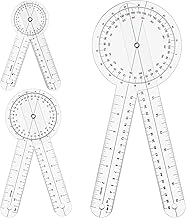 3PCS Goniometer Physical Therapy, Transparent High-Precision Goniometer, Foldable Portable 360-Degree Angle Measuring Tool for Medical Range of Motion Measurement Angle Ruler (6/8/12 Inch)