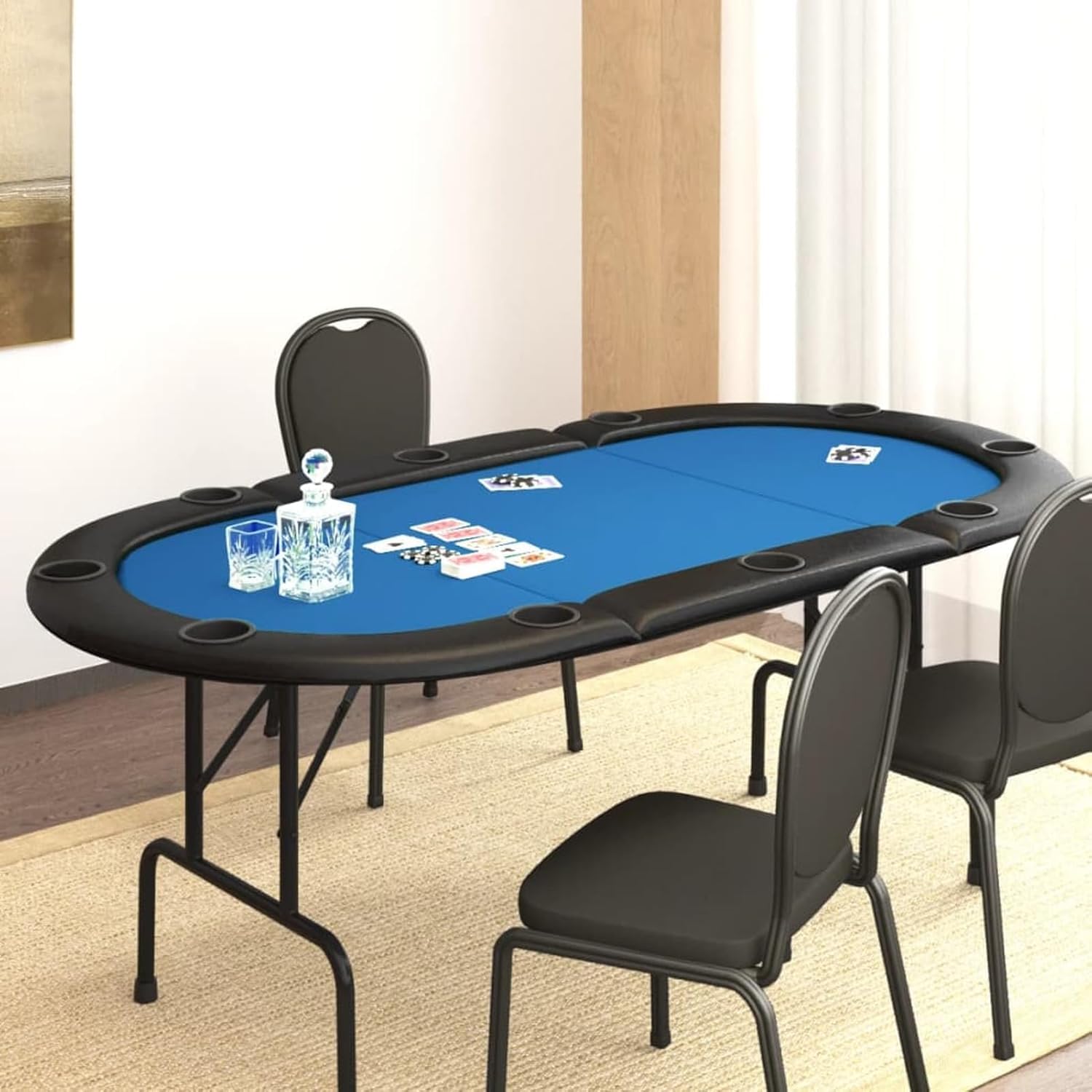 Mesa de Poker Plegable para 10 Jugadores Azul 206x106x75 cm