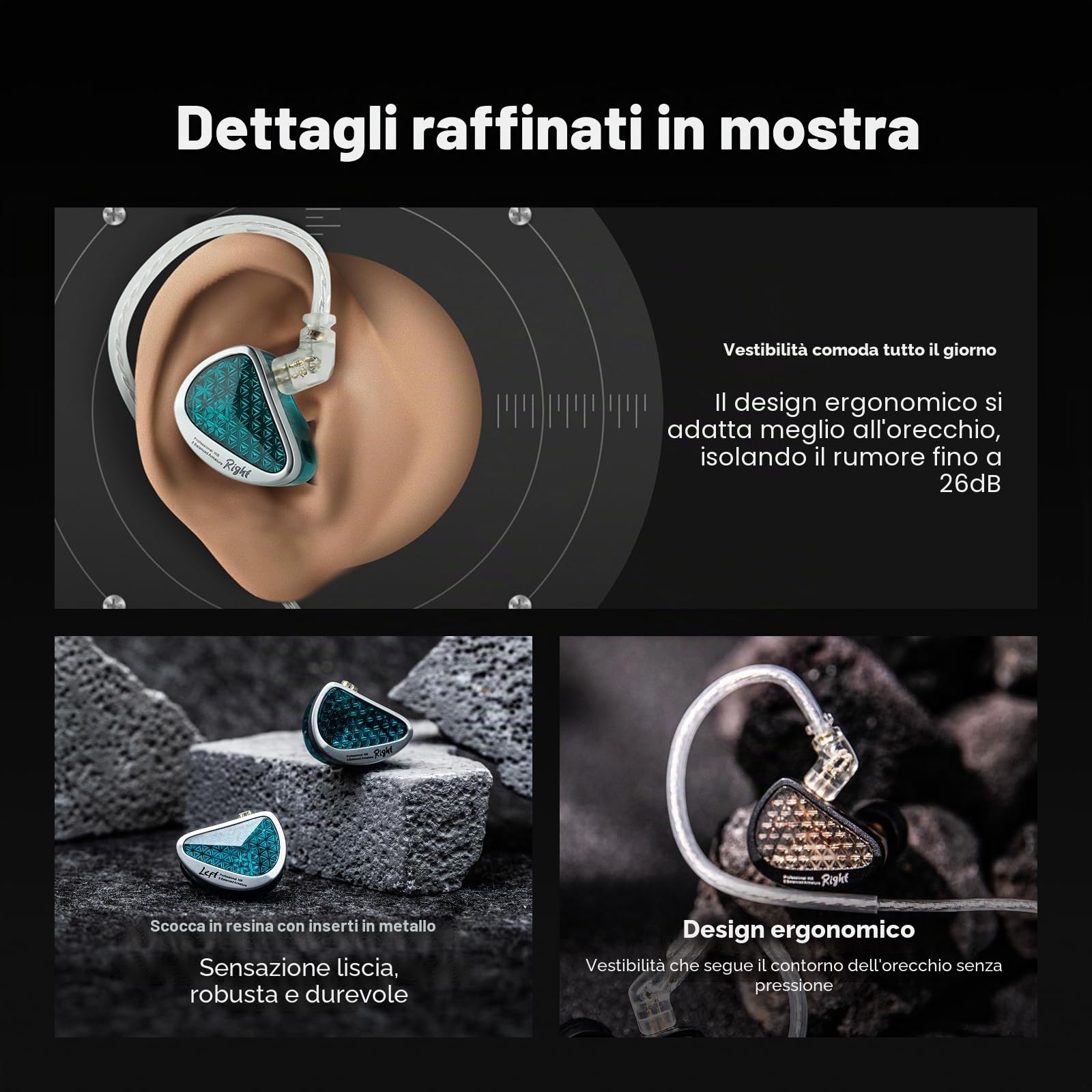 Linsoul KZ AS16 Pro 16BA Balanced Armature Drivers Earphones HiFi Bass in Ear Monitor Earphones with Detachable 0.75mm 2 pin Cable (With Mic, Black)