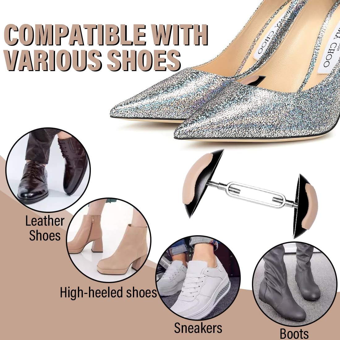 Hormas para zapatos Extensiones de zapatos para hombres y mujeres, paquete de 2, ensanchadores de zapatos profesionales, extensiones ajustables para zapatos y botas