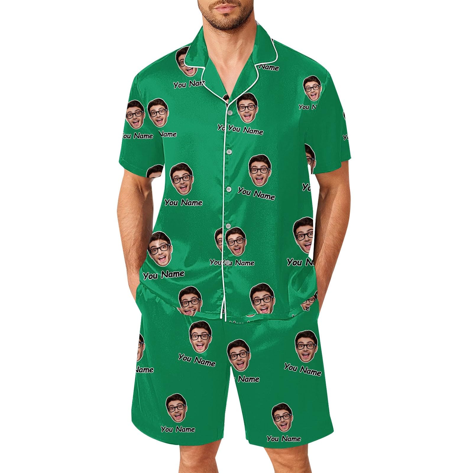 Generisch Pijama Hombre Manga Corta Pantalones Divertidos para Hombres Mujeres Parejas a juego Unisex Nombres Personalizados Loungewear Hombre