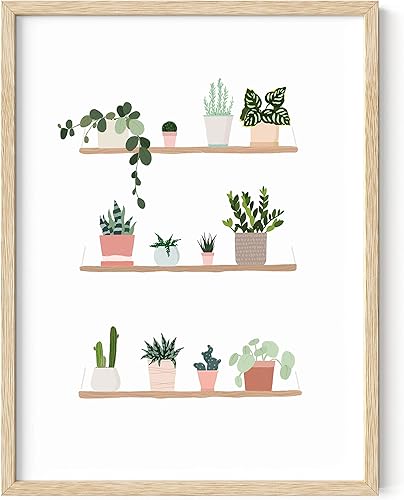 HAUS AND HUES Pintura de hojas tropicales y arte de pared botánico Imágenes de plantas, arte de pared suculenta, arte de pared de actus para