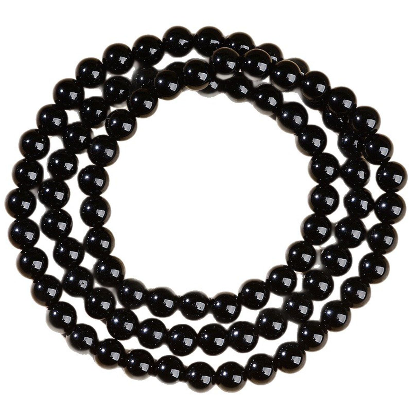 Bracciale in Ossidiana Nera Naturale, Bracciale Elasticizzato in Vero Vetro vulcanico per la Messa a Terra di Protezione, Gioielli in Pietra Regolabili per Uomini e Donne,Nero,6MMB