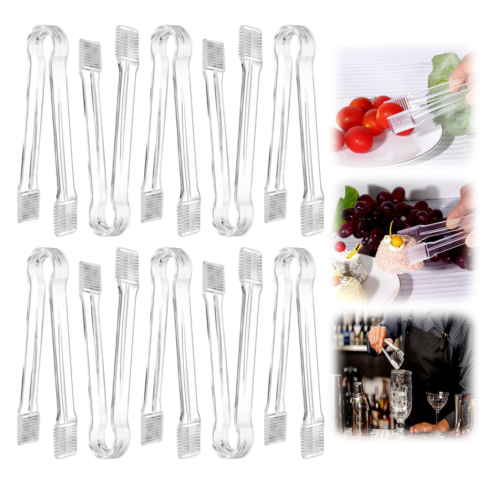 Plastic Serving Tongs, 2025 New Disposable Plastic Tongs, Kitchen Small Serving Utensils for Party Food Buffet Salad Barbecue Food Ice, 6.3 Inches (10)