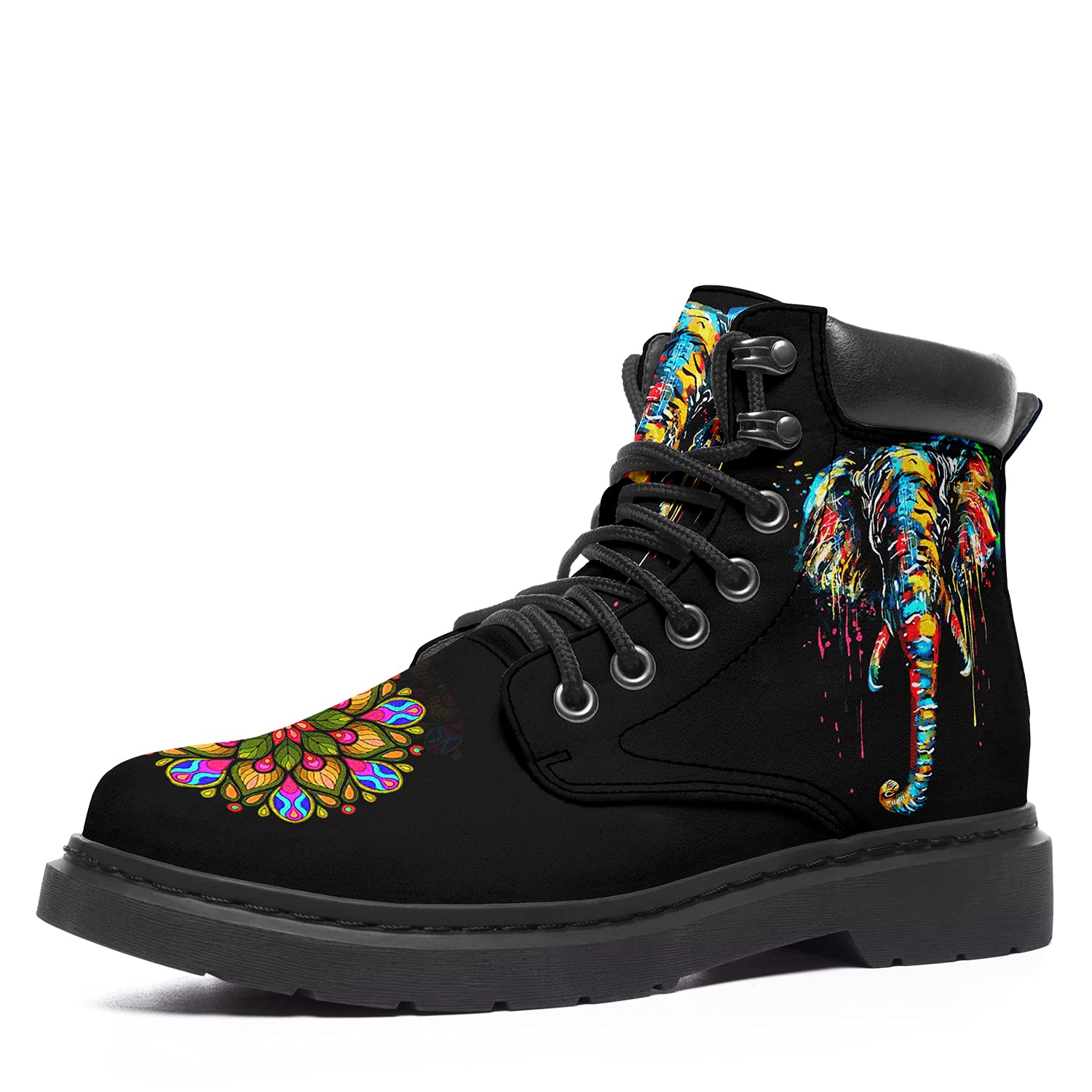 coolcustomize Pet Print Classic Boots Ankle Boots for Women Lace-Up Ladies Fashionable Combat Boots