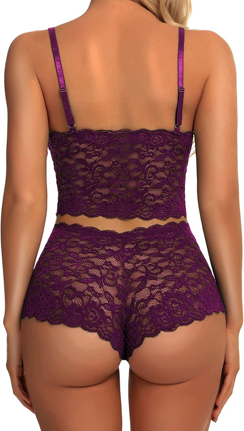 Donnalla Sexy Lingerie Set for Women 2-piece Lace Bra and Panty Exotic Bralette High Waist Pajamas Sleepwear - Image 5