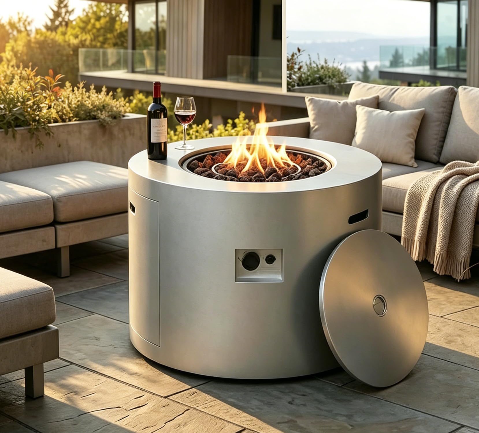 Mazatzal 32 Inch Round Fire Pit Table