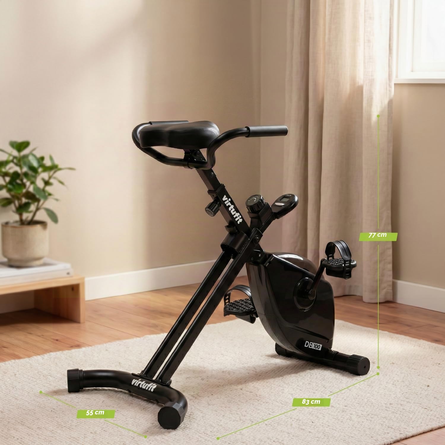 VirtuFit Deskbike - Heimtrainer – Fitnessfahrrad für Zuhause mit Magnetbremssystem, LCD-Display, Herzfrequenzmessung und Einstellbarem Widerstand