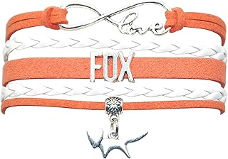 Fox Bracelet Jewelry - Leather Infinity Love Fox Gifts Fox Jewelry Bracelet Gifts for Women, Girls, Men, Boys, Fox Lover Popular Infinity Love Charm, Fox Lover Gifts