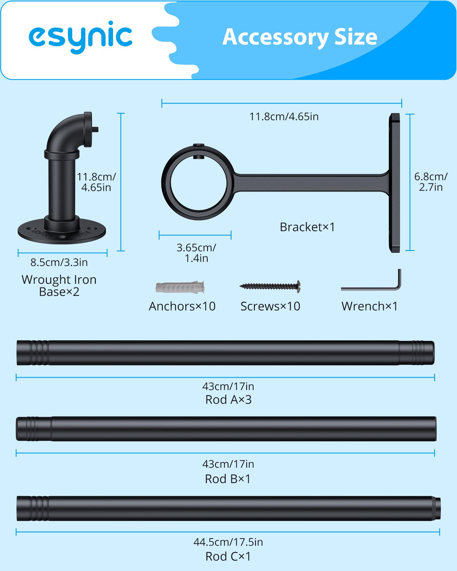 eSynic Industrial Curtain Rod Curtain rail - Image 2