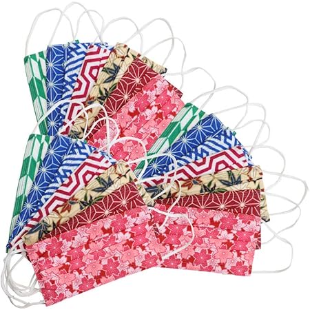 Amazon マスク 男性用 女性用 2袋14枚入り 大人用和柄セット オシャレ おしゃれ メンズ レディース 大きめサイズ 7日分 レギュラーマスク エーゾン 布マスク