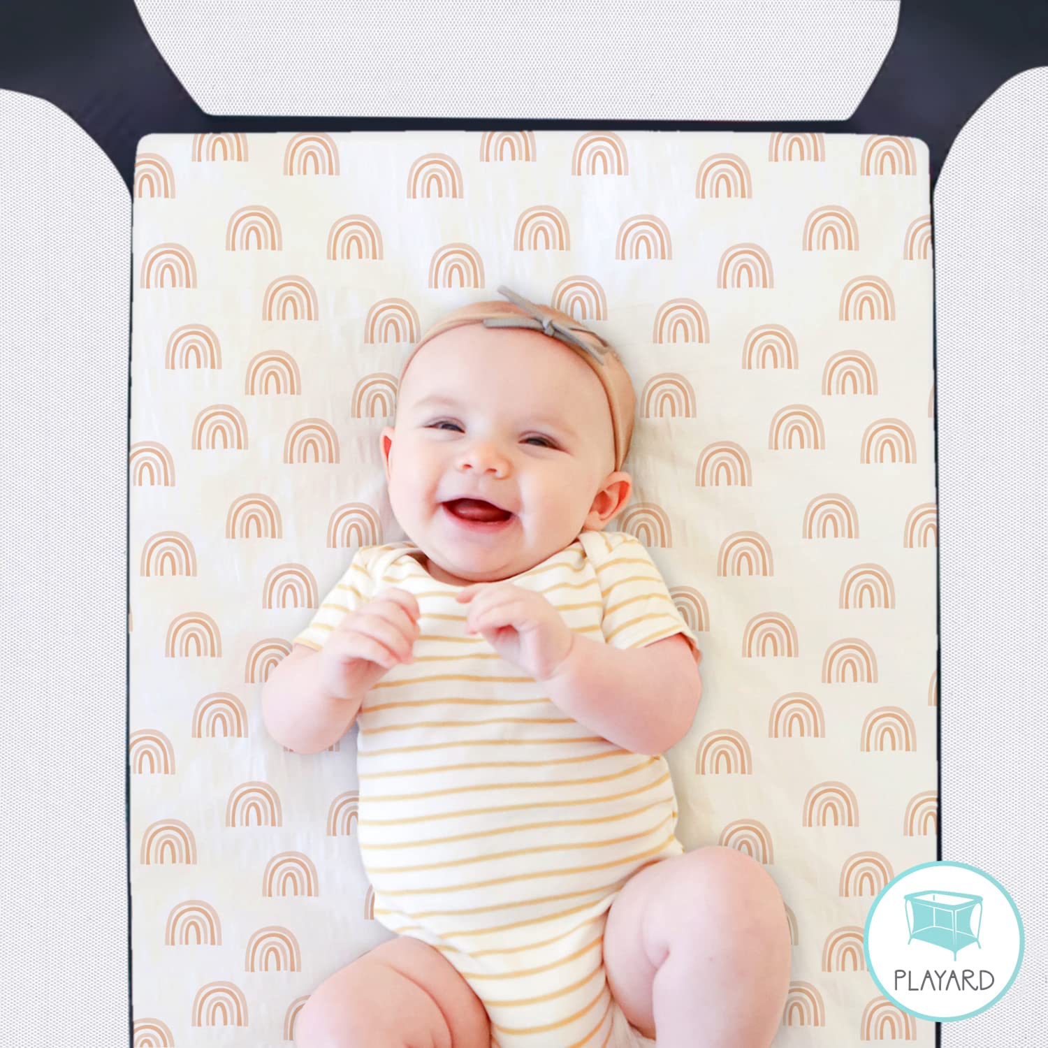 The Peanutshell 3-Pack Fitted Playard Sheets - Soft & Breathable Baby Boy or Girl Mini Crib Sheets, Pack N Play Mattress, Fits Standard Playard Pack Play Mattresses - Boho