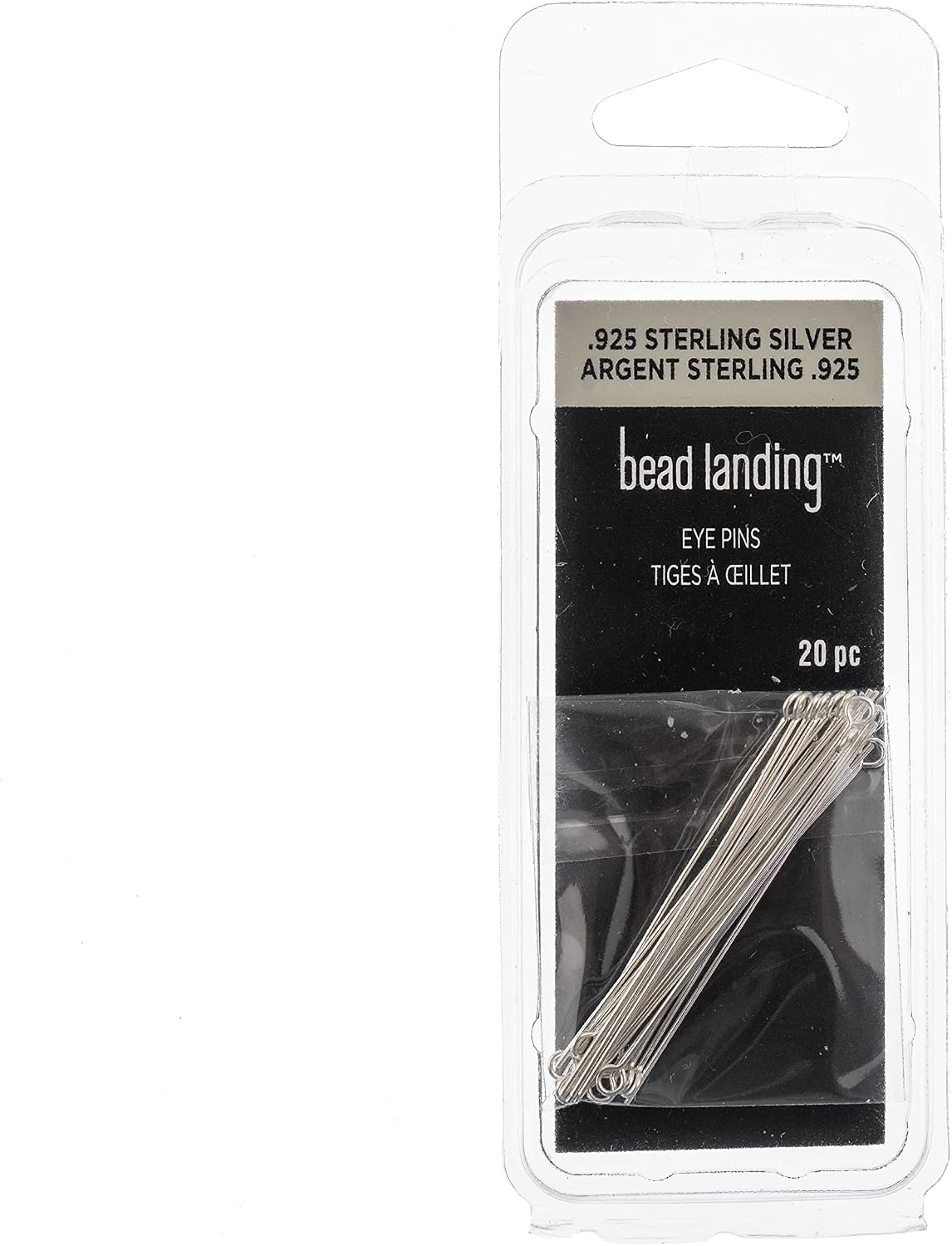 Bead Landing Sterling Silver Eye Pins – 1.5" Metal Jewelry Wire Findings for Beaded Charms, Dangles & Earrings, 12 Pack