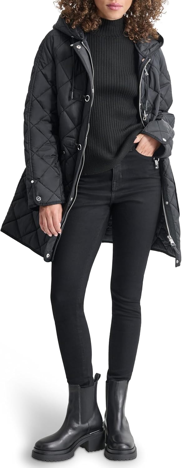 DKNY Women's Hooded Toggle Quilted Coat - Image 2