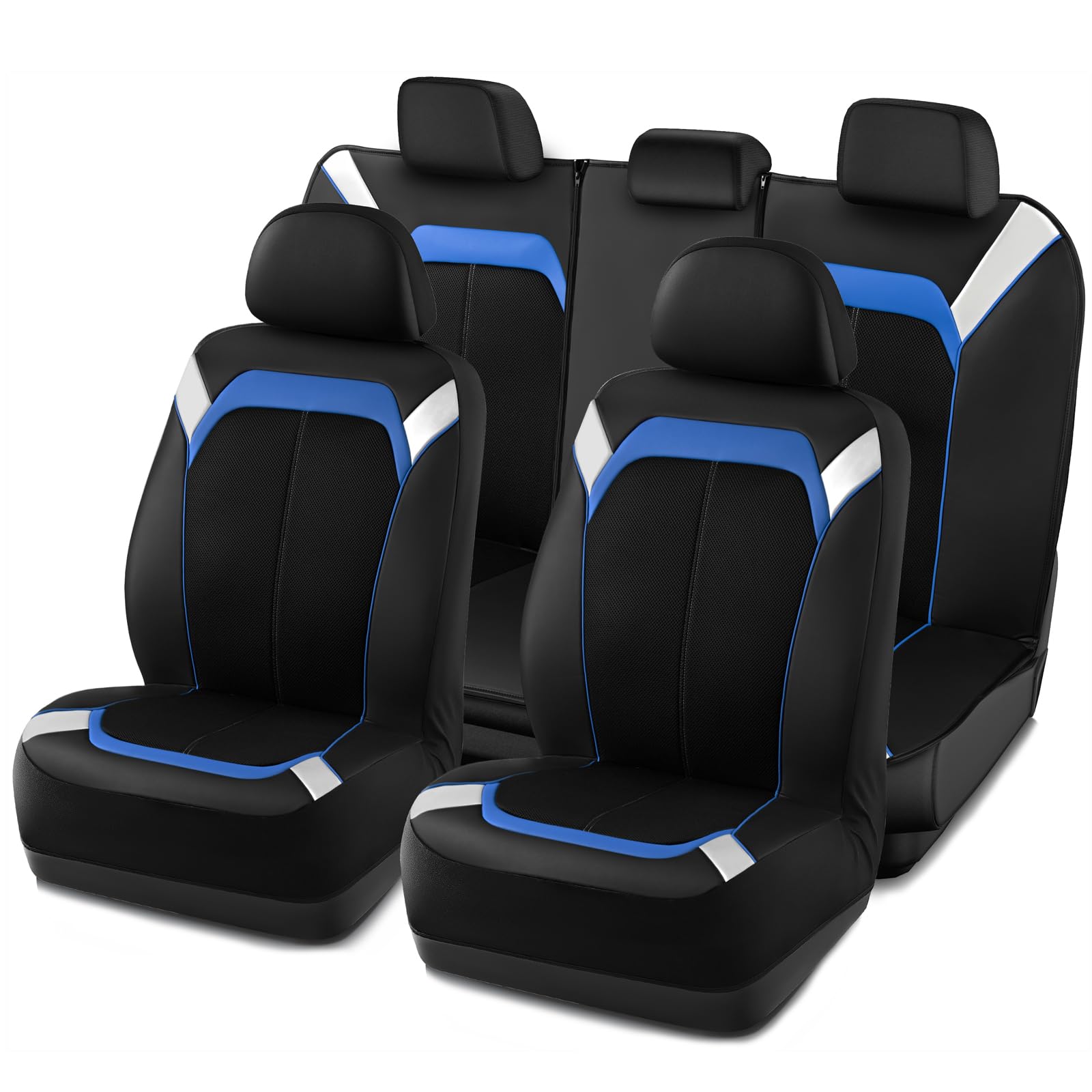 Photo 1 of PIC AUTO Full Set Seat Covers – Silver & Blue Leather