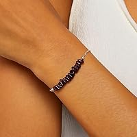 Vista 20 de TGH Pulsera de barra de chips naturales, cristal curativo, pulsera de cuentas crudas chapada en plata, cadena ajustable de 7 + 1 pulgada, regalo