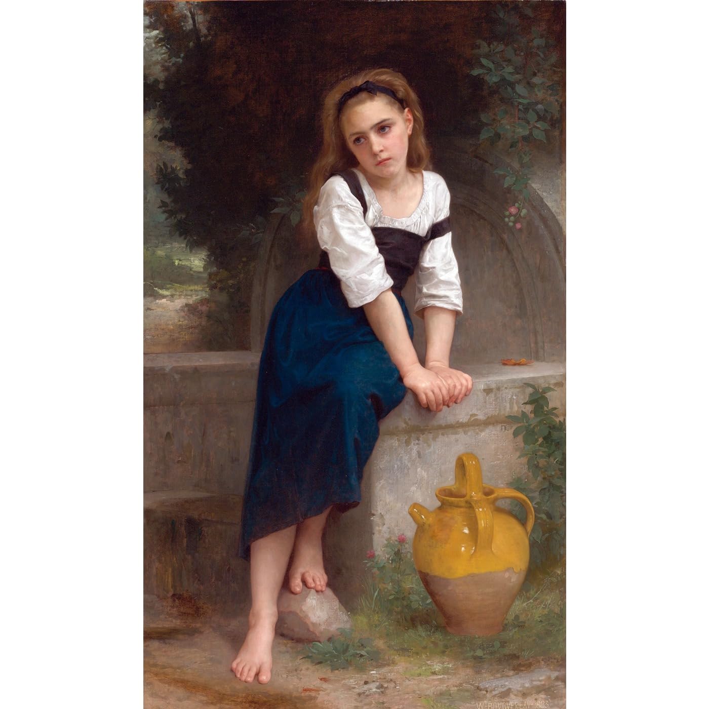 Toile Bouguereau Orphan près de la fontaine avec impression HD premium - 2