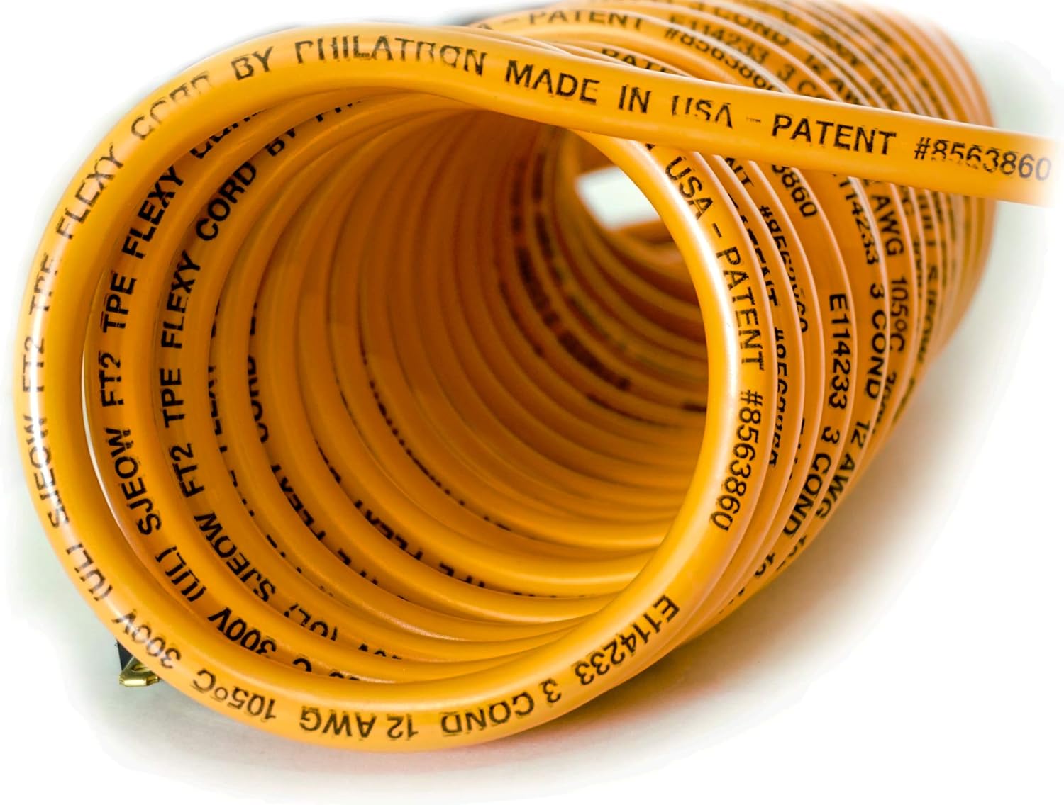 Flexy-Cord Heavy Duty Coiled Slinky Action Extension Cord 12G 15A Extends From 10 In to 20 Ft.