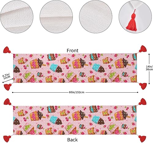 Miniatura 4 de Camino de mesa de Navidad de 60 pulgadas de largo, camino de mesa de otoño para mesa de comedor, decoraciones de Navidad, camino de mesa de café con